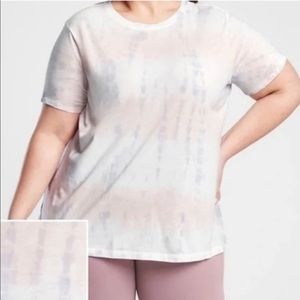 NWOT Athleta Light Pink And Purple Tie Dye Organic Daily Cotton Tee Size 2X